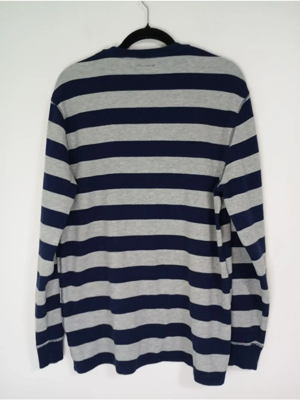 Polo Ralph Lauren Men XL Navy Gray Striped Waffle Knit Long Sleeve Sleepwear Top